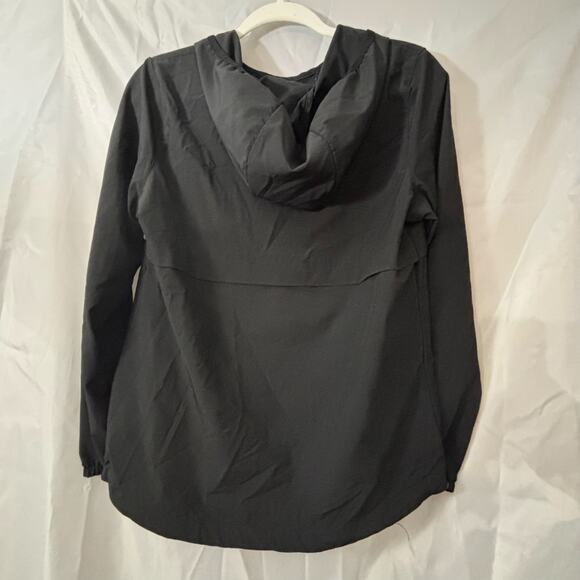 New Balance Black Half Zip Windbreaker Hoodie Logo Sleeve Pullover Size Medium - Picture 2 of 3